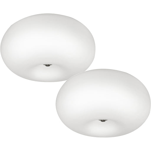 2 PACK Wall Flush Ceiling Light Satin Nickel Shade White Glass Opal Matt 2x E27 Loops