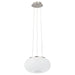 Pendant Light Colour Satin Nickel Shade White Glass Opal Matt Bulb E27 2x60W Loops