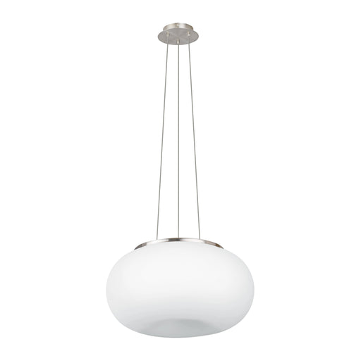 Pendant Ceiling Light Colour Satin Nickel Shade White Glass Opal Matt E27 2x60W Loops