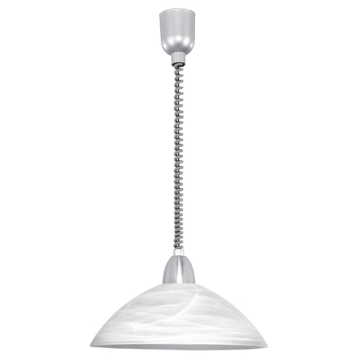 Pendant Light Silver Satin Nickel Shade White Glass Alabaster Bulb E27 1x60W Loops