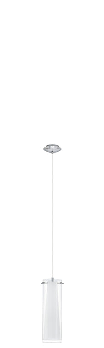 Pendant Light Chrome Plated Clear White Glass Opal Shade Matt Bulb E27 1x60W Loops