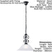 Pendant Ceiling Light Colour Black Shade White Glass Alabaster Bulb E27 1x60W Loops