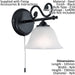 Twin Ceiling Pendant Light & 2x Matching Wall Lights Black & Alabaster Glass Loops