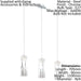 Ceiling Pendant Light & 2x Matching Wall Lights Chrome & Pattern Glass Shade Loops