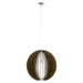 Pendant Ceiling Light Colour Satin Nickel Shade Mid Brown Wood Bulb E27 1x60W Loops
