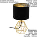 Table Lamp Colour Brass Steel Base Shade Black Gold Fabric Bulb E14 1x60W Loops