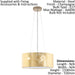 Ceiling Pendant Light & 2x Matching Wall Lights Champagne & Gold Fabric Shade Loops