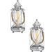 2 PACK Table Lamp Desk Light Antique Silver & Glass Lantern Shade 1x 60W E27 Loops