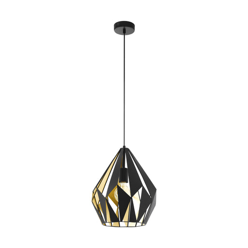 Hanging Ceiling Pendant Light Black & Gold Geometric 1x 60W E27 Feature Lamp Loops