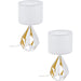 2 PACK Table Lamp Desk Light White Shade & Honey Gold Geometric 1x 60W E27 Loops