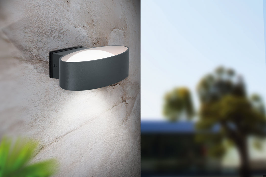 IP44 Outdoor Wall Light Anthracite Aluminium & Steel 10W Built in LED Loops