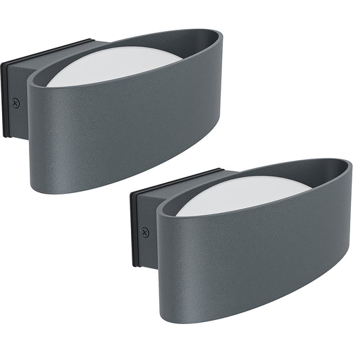 2 PACK IP44 Outdoor Wall Light Anthracite Aluminium & Steel 10W LED Loops