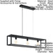 Hanging Ceiling Pendant Light Black & Glass Box 3x 60W E27 Kitchen Island Lamp Loops