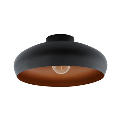 Semi Flush Ceiling Light Black & Copper Round Shade 1 x 60W E27 Bulb Feature Loops