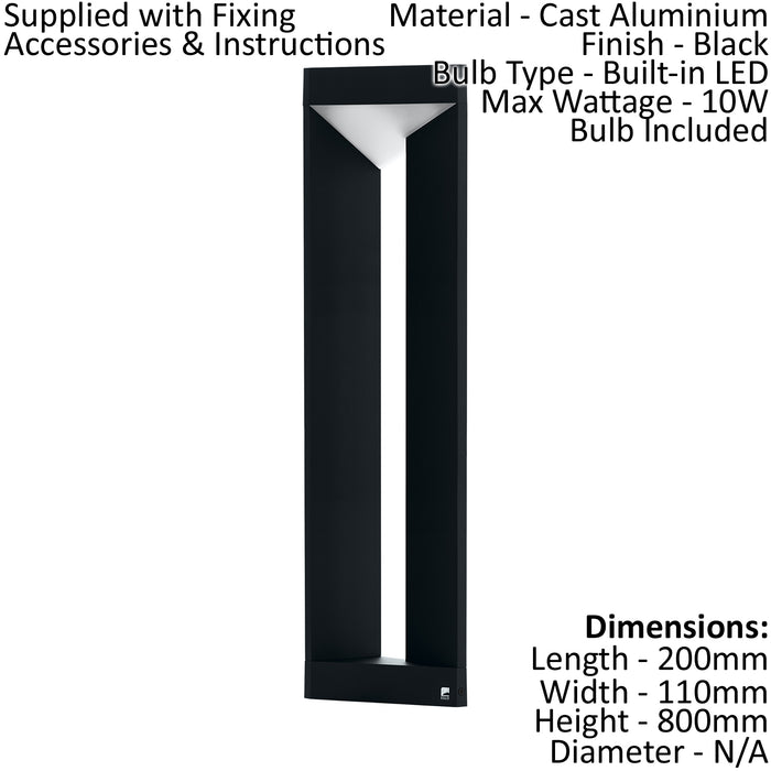 IP54 Outdoor Bollard Light Modern Black Aluminium 10W Built in LED Lamp Post Loops