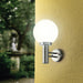 IP44 Outdoor Wall Light Stainless Steel Orb Shade 1x 60W E27 Bulb Porch Lamp Loops