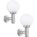 2 PACK IP44 Outdoor Wall Light Stainless Steel Orb Shade 60W E27 Porch Lamp Loops