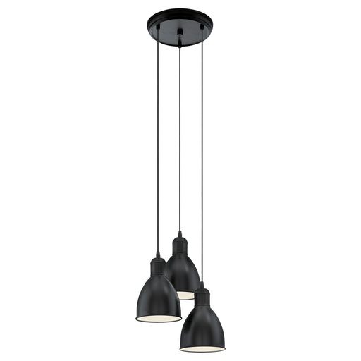 Hanging Ceiling Pendant Light Black & White Steel 3 x 40W E27 Bulb Loops