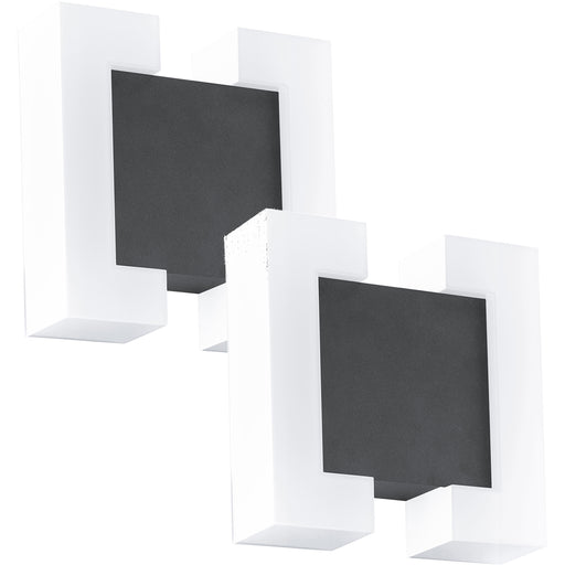 2 PACK IP44 Outdoor Wall Light Anthracite & Modern White Square 4.8W LED Loops