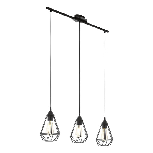 Hanging Ceiling Pendant Light Black Wire Cage 3x E27 Kitchen Island Feature Loops