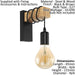 Multi Bulb Ceiling Pendant Light & 2x Matching Wall Lights Black & Wood Trendy Loops
