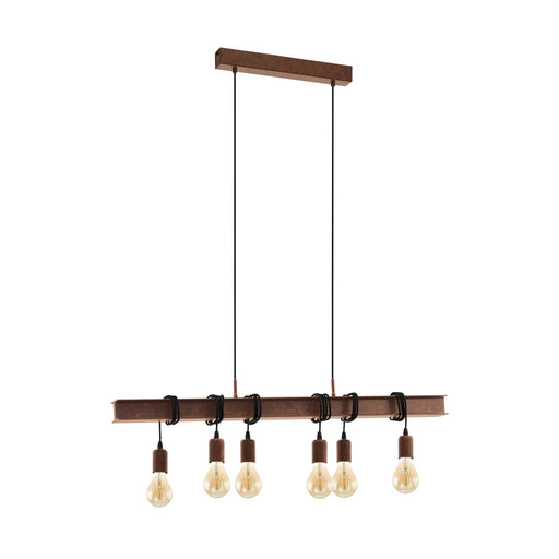 Hanging Ceiling Pendant Light Industrial Metal Gurder Bar Lamp 6x 60W E27 Bulb Loops
