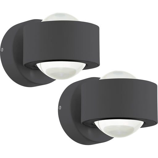 2 PACK IP44 Outdoor Wall Light Anthracite Cast Aluminium 2W LED Lamp Loops