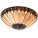 Tiffany Glass Semi Flush Ceiling Light Cream Bronze Round Inverted Shade i00036 Loops