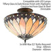 Tiffany Glass Semi Flush Ceiling Light Cream Bronze Round Inverted Shade i00158 Loops