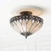 Tiffany Glass Semi Flush Ceiling Light Cream Bronze Round Inverted Shade i00158 Loops
