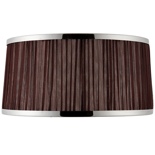 13" Luxury Round Tapered Lamp Shade Brown Pleated Organza Fabric & Bright Nickel Loops