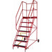 6 Tread Heavy Duty Mobile Warehouse Stairs - Anti Slip Steps - Steel Frame Loops