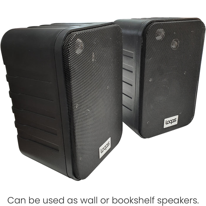 SMART HOME Bluetooth Amplifier & 4 Black Wall Mount Speaker Kit Compact HiFi Amp