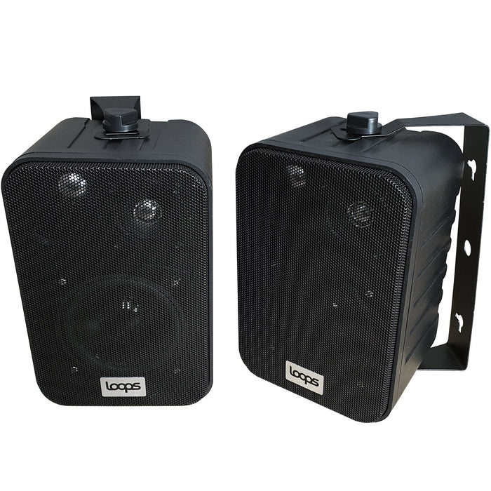 100W WiFi & Bluetooth Wall Mounted Amplifier & 4x 70W Black Wall Speakers System