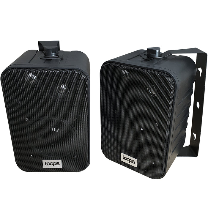 Wall Mounted Mini Bluetooth Amplifier & Black Wall Speakers Kit Stereo HiFi Amp