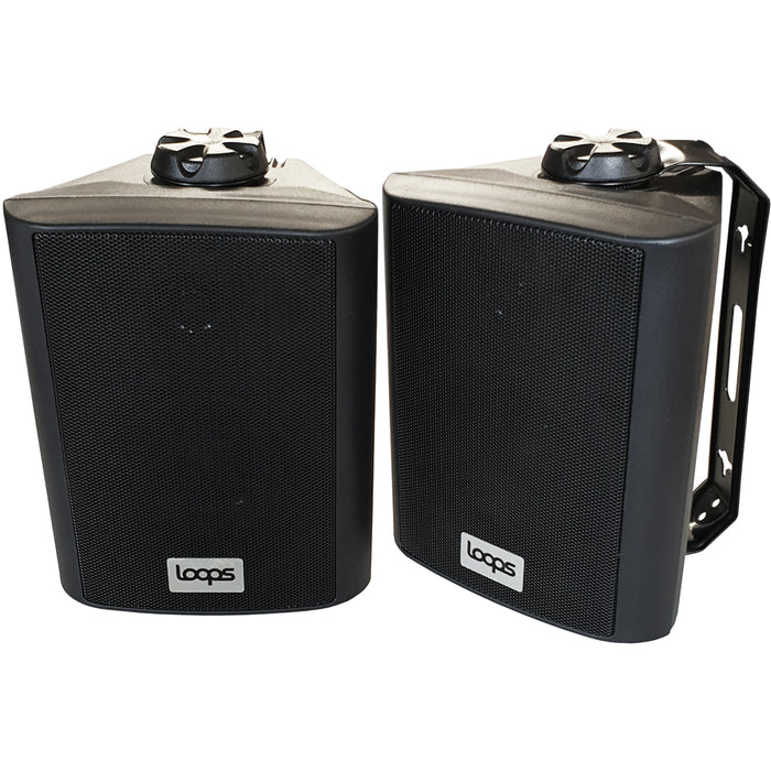 Outdoor Bluetooth Speaker Kit 2x Black Karaoke Stereo Amp Garden BBQ Parties