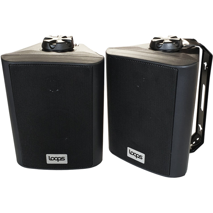 2x Pair 4" Outdoor Rated Black Stereo Wall Speakers 70W 8 Ohm IP55 Weatherproof