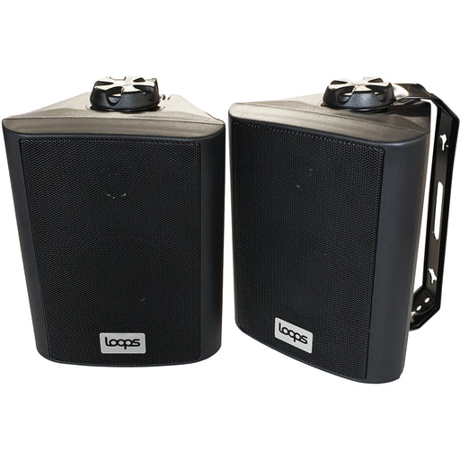 Pair 4" Outdoor Rated Black Stereo Wall Speakers 70W 8 Ohm IP55 Weatherproof