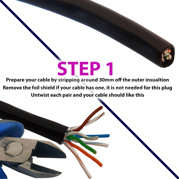 4x RJ45 CAT6 Tool-less Connectors & Boot â€“ UTP Ethernet Plugs â€“ NO CRIMP TOOL