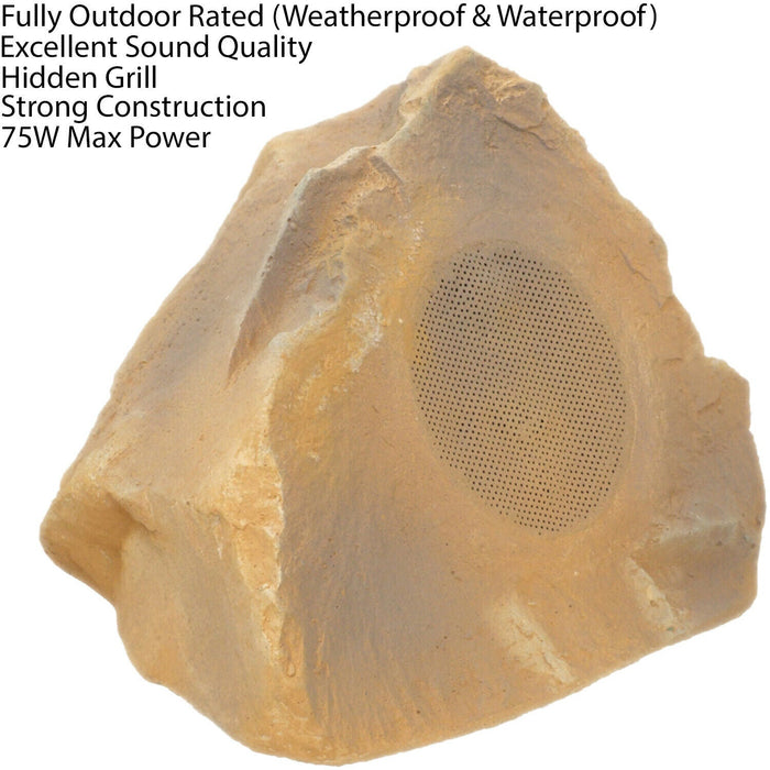 2x 75W 8OHM Realistic Rock Speaker –Sand Stone– Waterproof Outdoor Garden Music