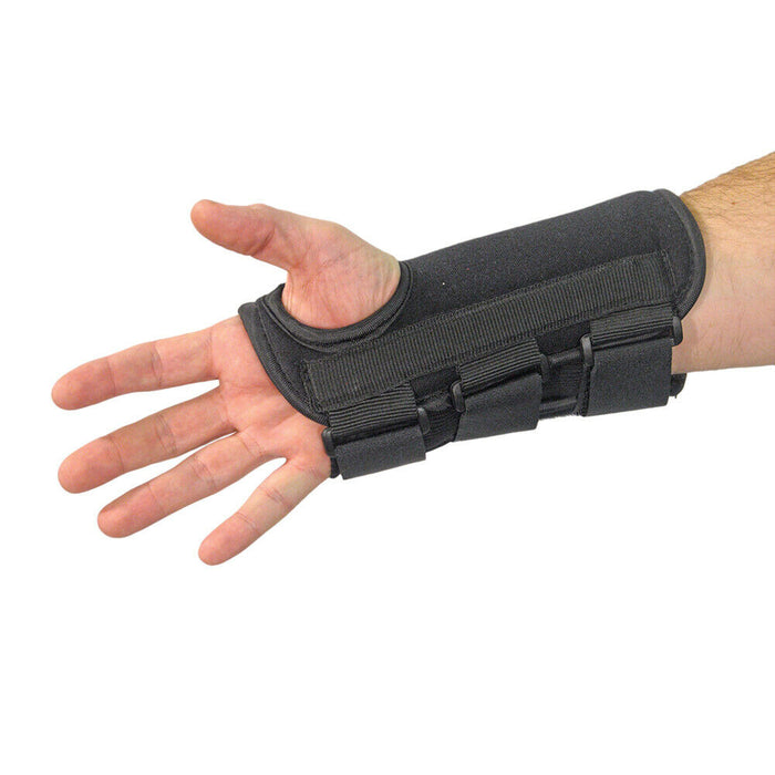 Large Left Handed Black Neoprene Wrist Brace - Metal Splint - Easily Adjustable - LoopsDirect