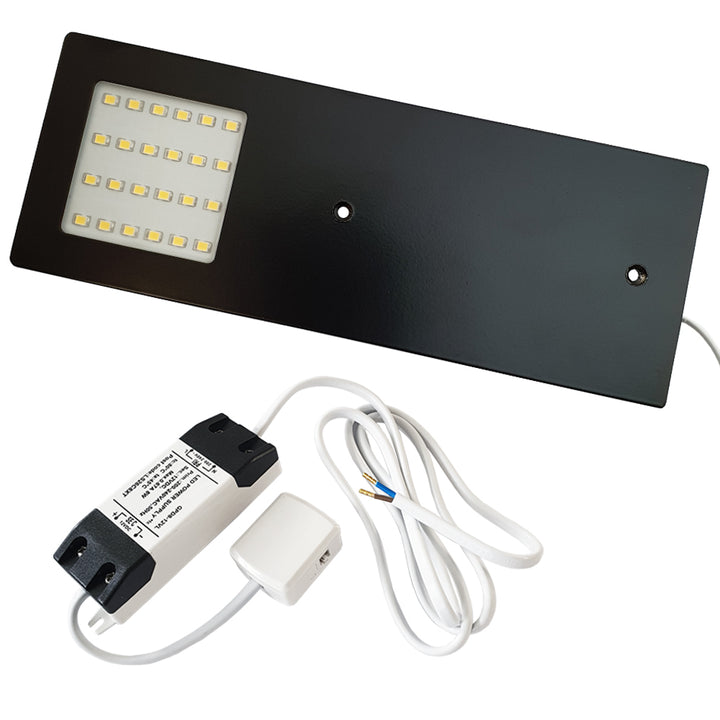 1x MATT BLACK Ultra-Slim Rectangle Under Cabinet Kitchen Light & Driver Kit - Natural White LED - LoopsDirect
