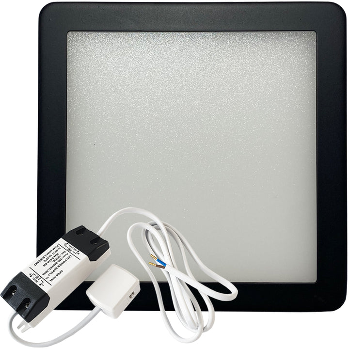 1x MATT BLACK Ultra-Slim Square Under Cabinet Kitchen Light & Driver Kit - Natural White Diffused LED - LoopsDirect