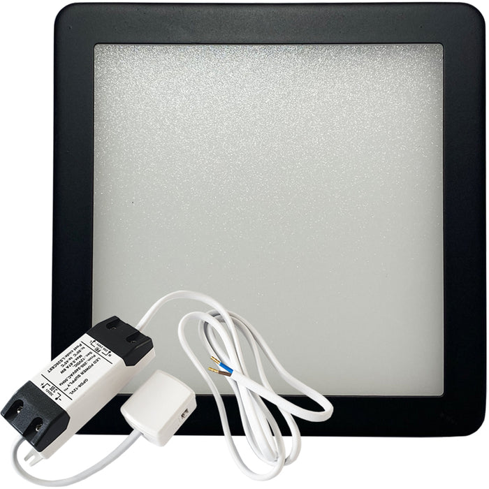 1x MATT BLACK Ultra-Slim Square Under Cabinet Kitchen Light & Driver Kit - Warm White Diffused LED