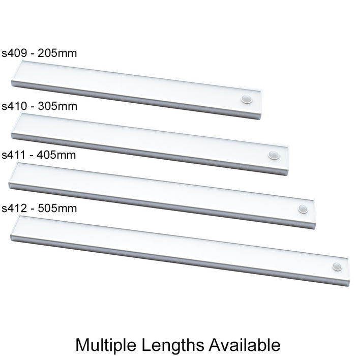 2x 205mm Rechargeable Kitchen Cabinet Strip Light & Auto PIR On/Off - Natural White LED