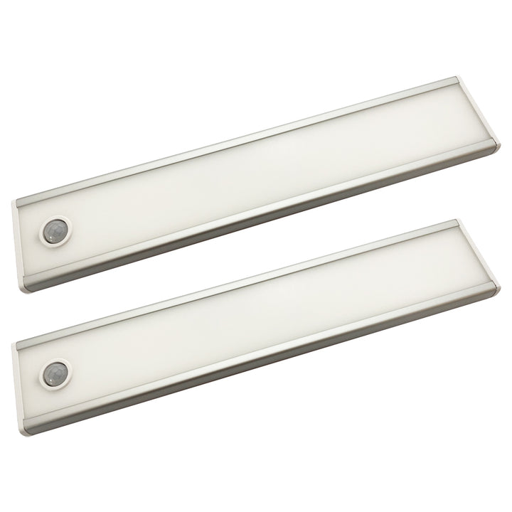 2x 205mm Rechargeable Kitchen Cabinet Strip Light & Auto PIR On/Off - Natural White LED - LoopsDirect
