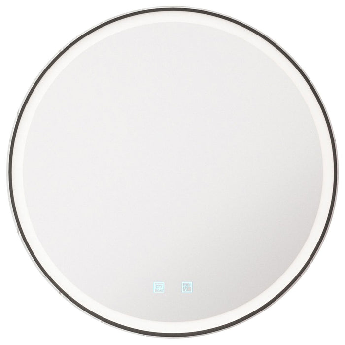 600mm IP44 MATT BLACK Round LED Bathroom Mirror & Demister Tunable White Border