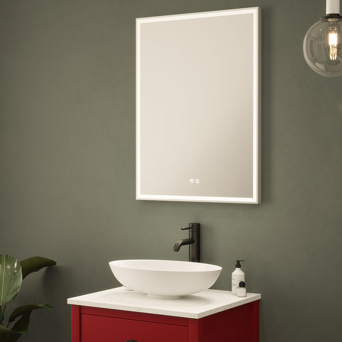 600 x 800mm IP44 LED Bathroom Mirror & Demister Tunable White Illuminated Border