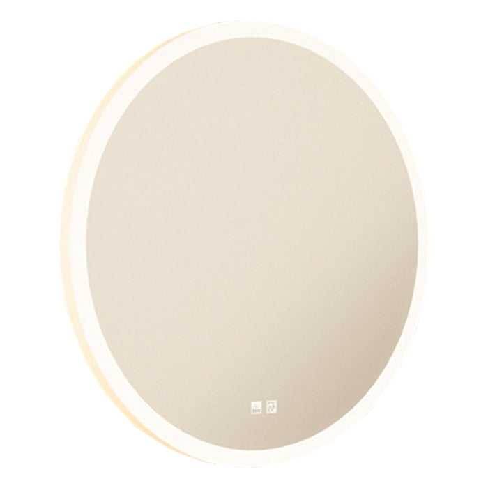 600mm Round IP44 LED Bathroom Mirror & Demister - Tunable White Diffused Border