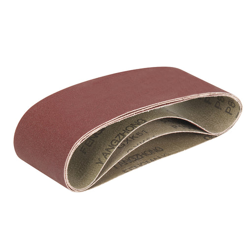 3 PACK 64mm x 406mm 80/100/120 Grit Sanding Belts Aluminium Oxide & Poly Backing Loops